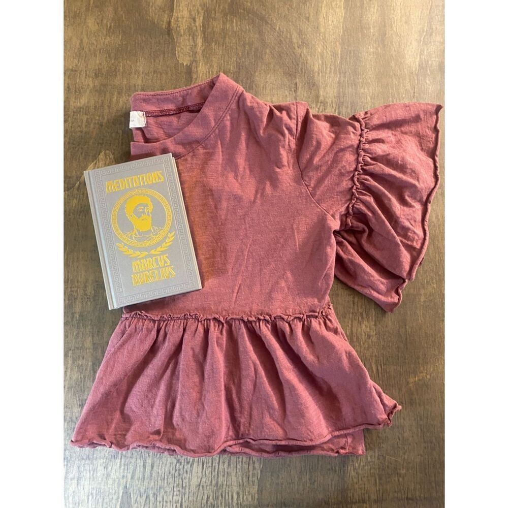 Altard Ruffled Sleeve Peplum Top in Dusty Rose